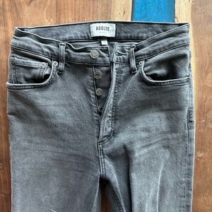 AGOLDE high-waisted black straight jeans in size 25